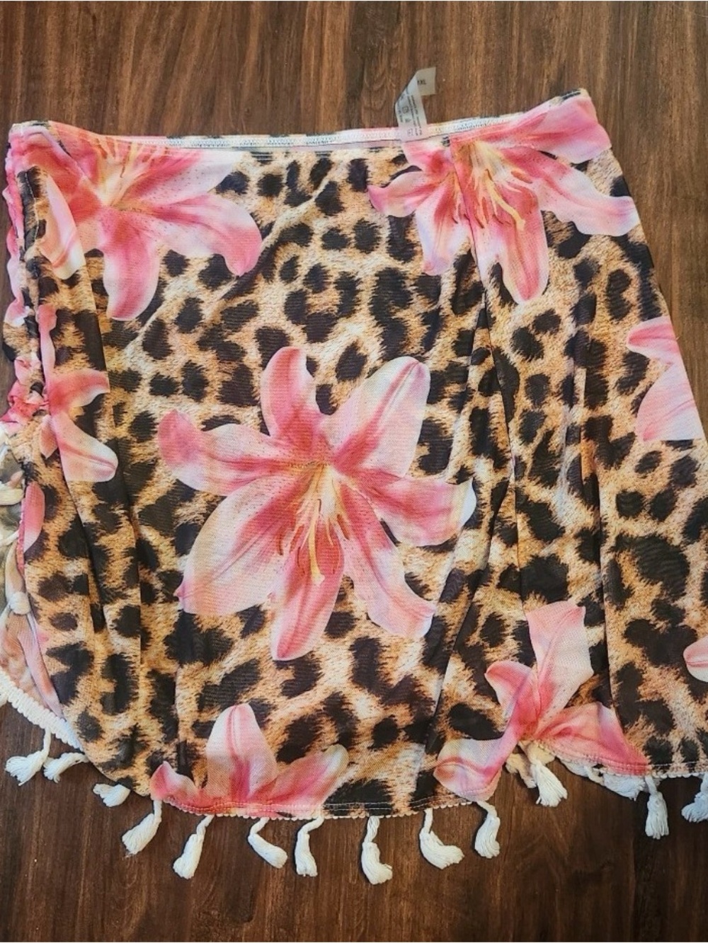 Leopard & Pink Floral Beach Cover-Up Skirt